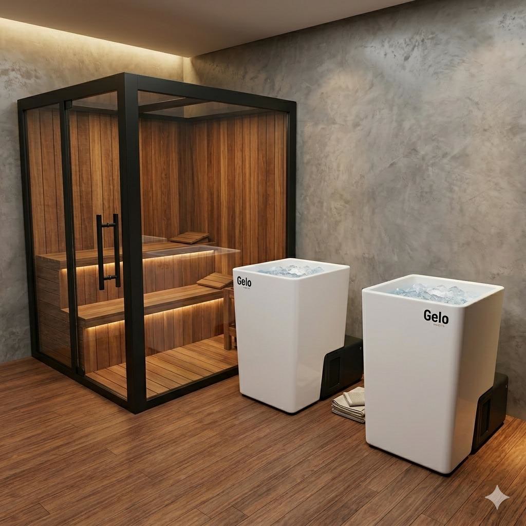 Área de recovery com sauna e banho de gelo